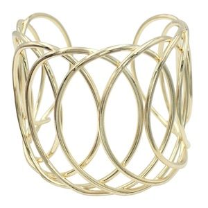 Gold Tone Wide Wire Loop Cuff Bracelet